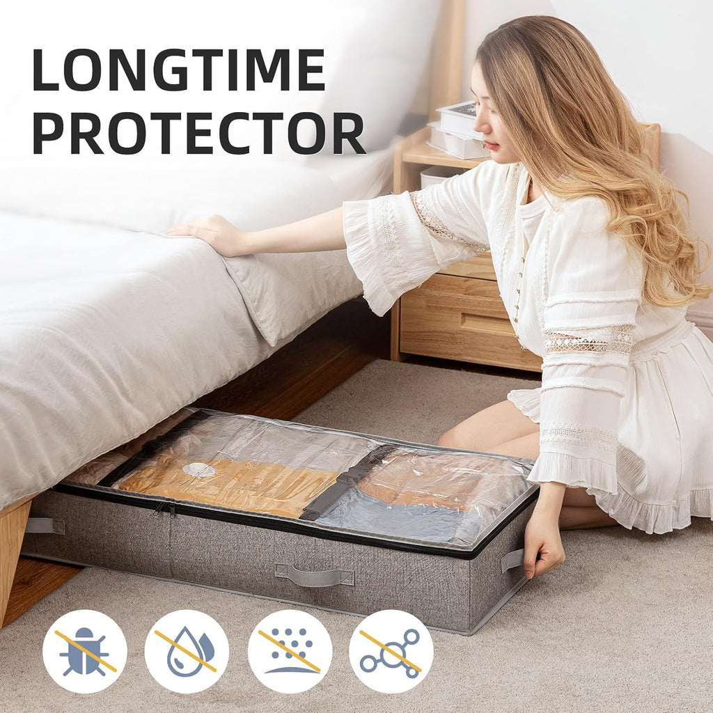 Under Bed Vacuum Seal Storage Bags, White, Large Capacity, 41 x 17.7 x 6 F755673