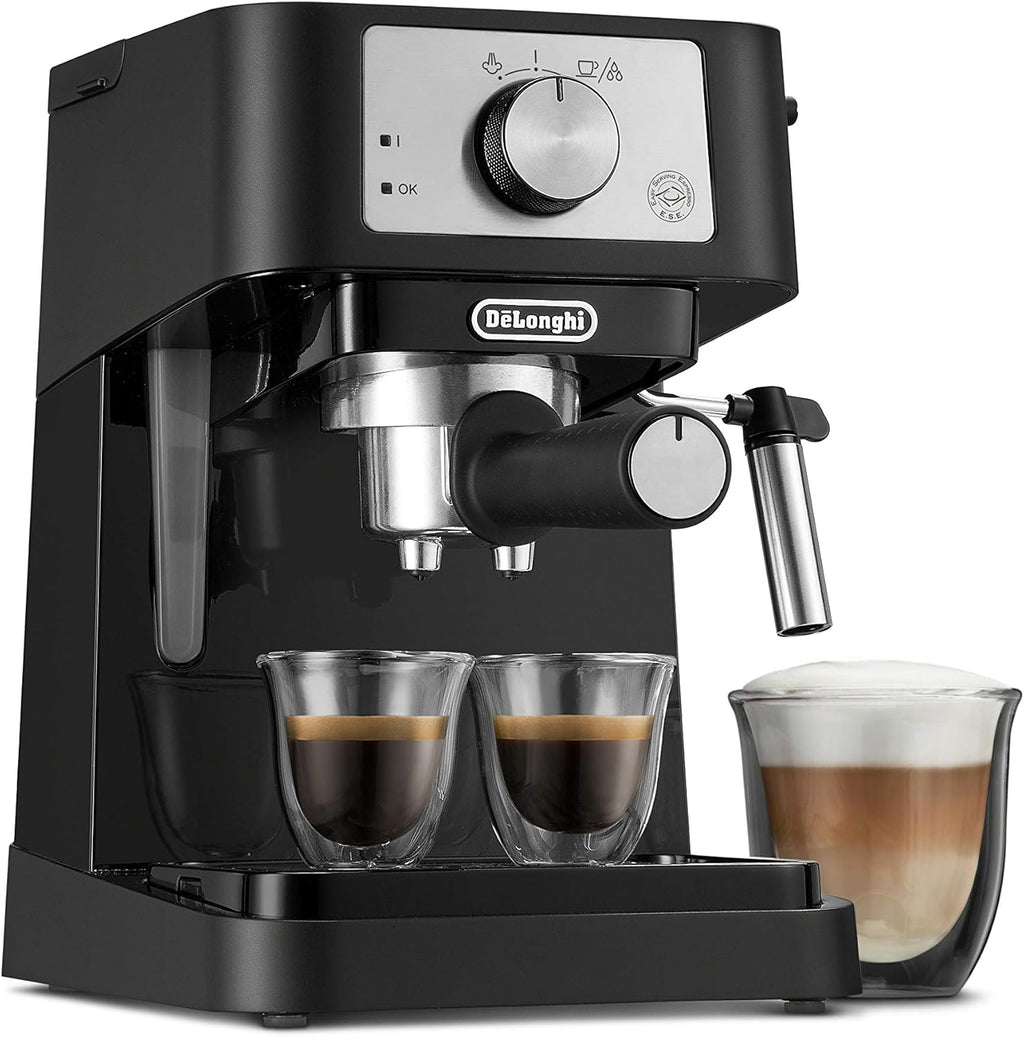 Black/Stainless Manual Espresso Machine with 15 Bar Pump Pressure V707