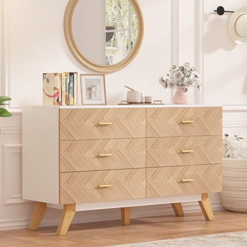 Rustic Brown Wooden 6 Drawer Dresser N270152