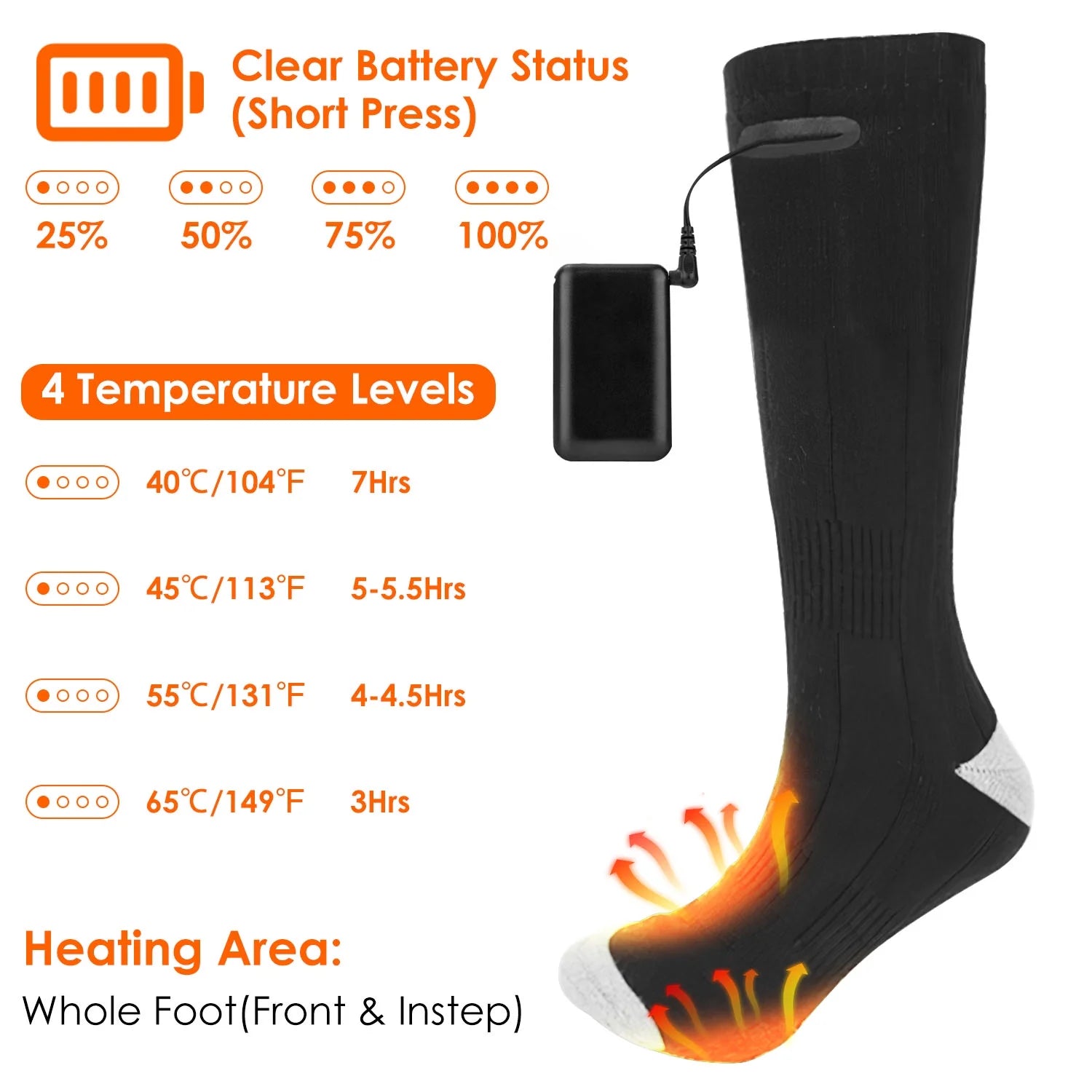 Rechargeable Heated Socks with 4 Heat Settings B196