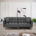 75" Linen Upholstered Convertible Futon Sofa Bed with Two Pillows A408811
