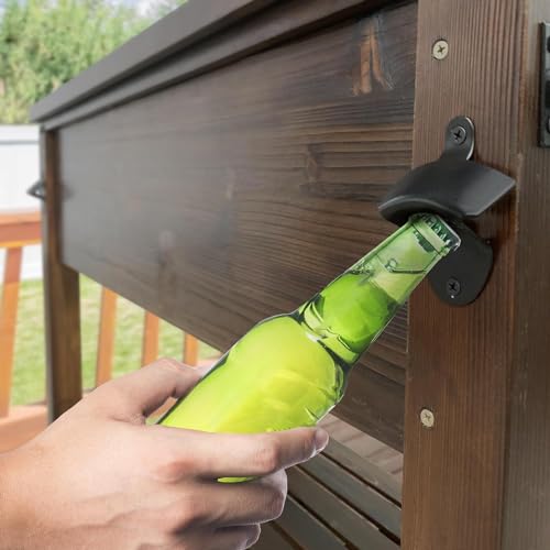 100-Quart Wooden Patio Cooler with Wheels B728158