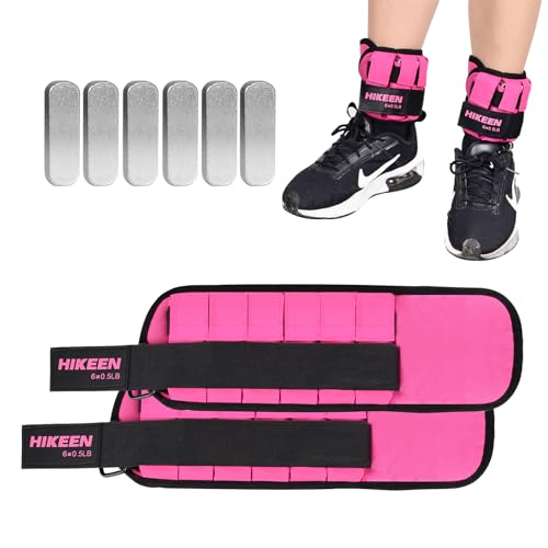 Adjustable 1 pair Ankle Weights 1 2 3 LBS Metal Block with Separate Pockets D8337