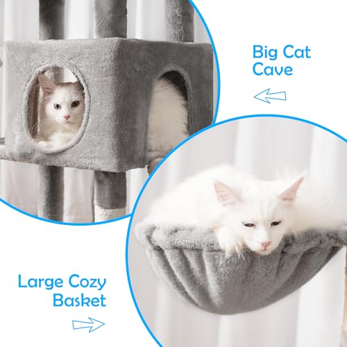 Smoky Gray 60 inches Cat Tree Tower with Scratching Posts K528