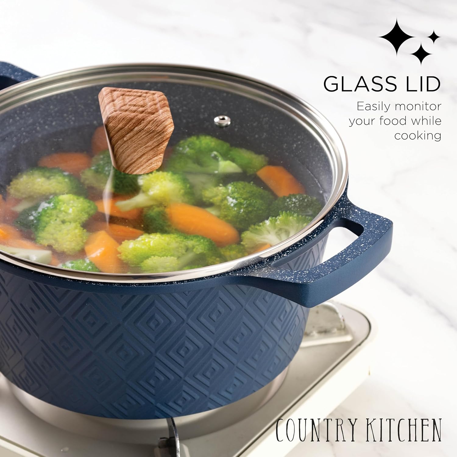 13 Piece Nonstick Cast Aluminum Induction Cookware Set with Glass Lids A53554