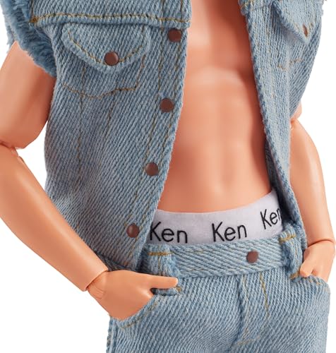 Ken Doll Wearing All-Denim Matching Set with Original Ken Signature Underwear O182