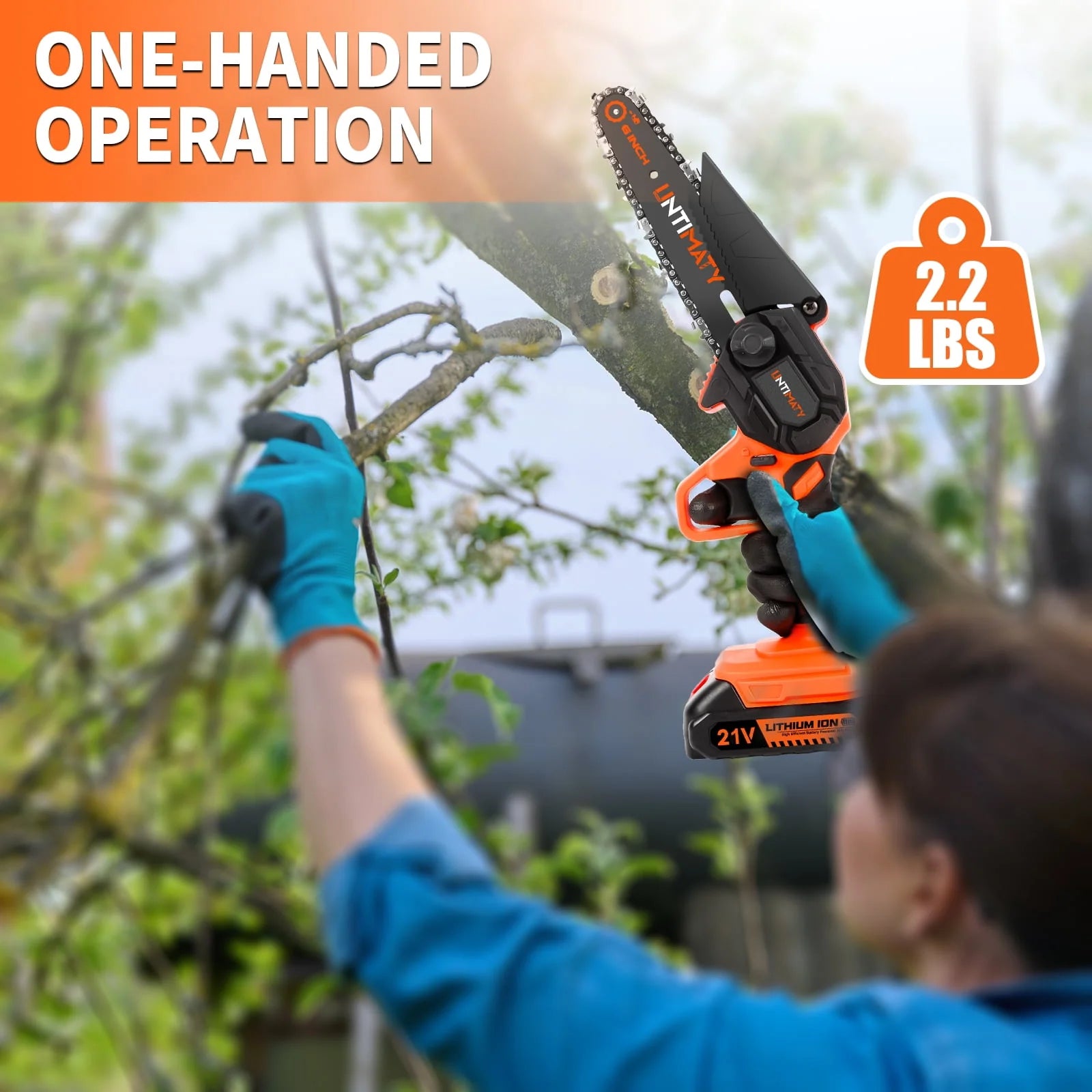 6-Inch Cordless Handheld Chainsaw with 2 Batteries 2 Chains Q6440