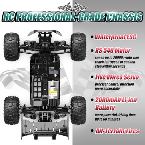1/14 RC Cars Fast 60 KPH 4WD All Terrain RC Truck with 60 Mins Runtime G93187