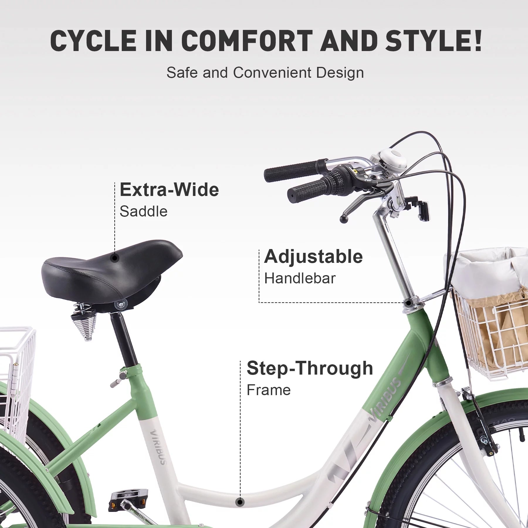 Mint White 26 Inch 7 Gears Tricycle A24086
