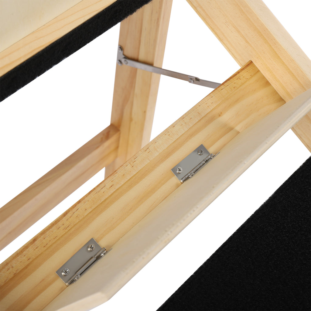 Pet Stairs Foldable Pine Wood Natural Black V68854