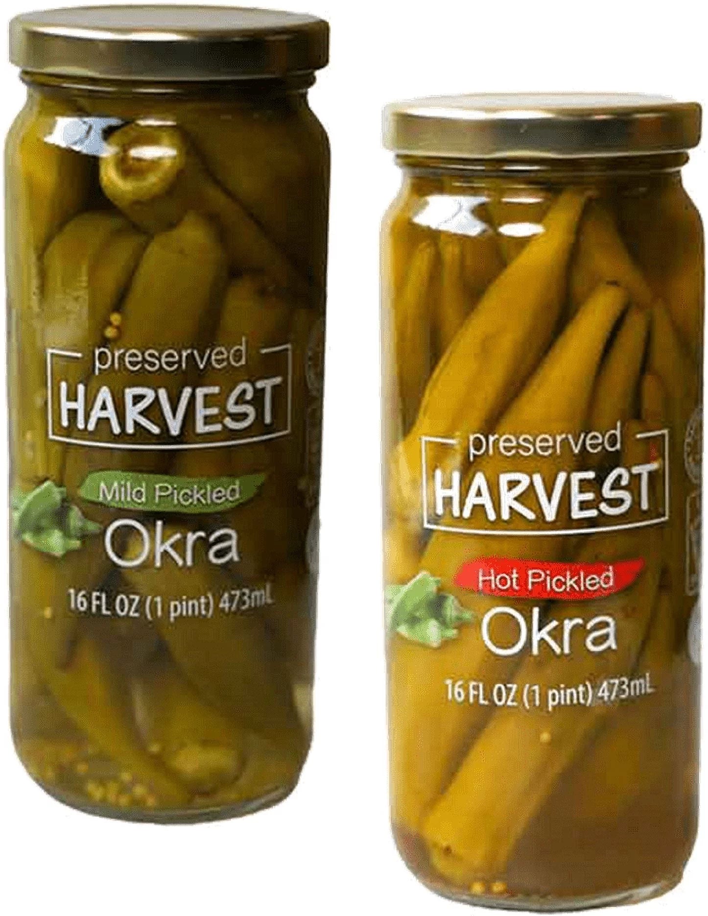 Preserved Harvest Mild & Hot Pickled Okra, 16 oz. Jars, Variety 2-Pack E98832