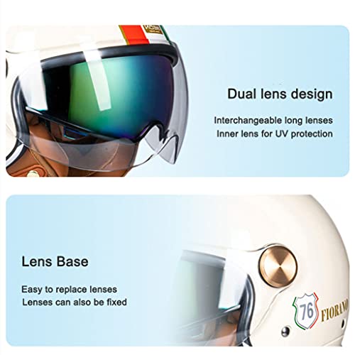 Retro Creative Motorcycle Half Helmet, 3/4 Face Breathable Motorbike Helmets with Double Visor Helmet X1957