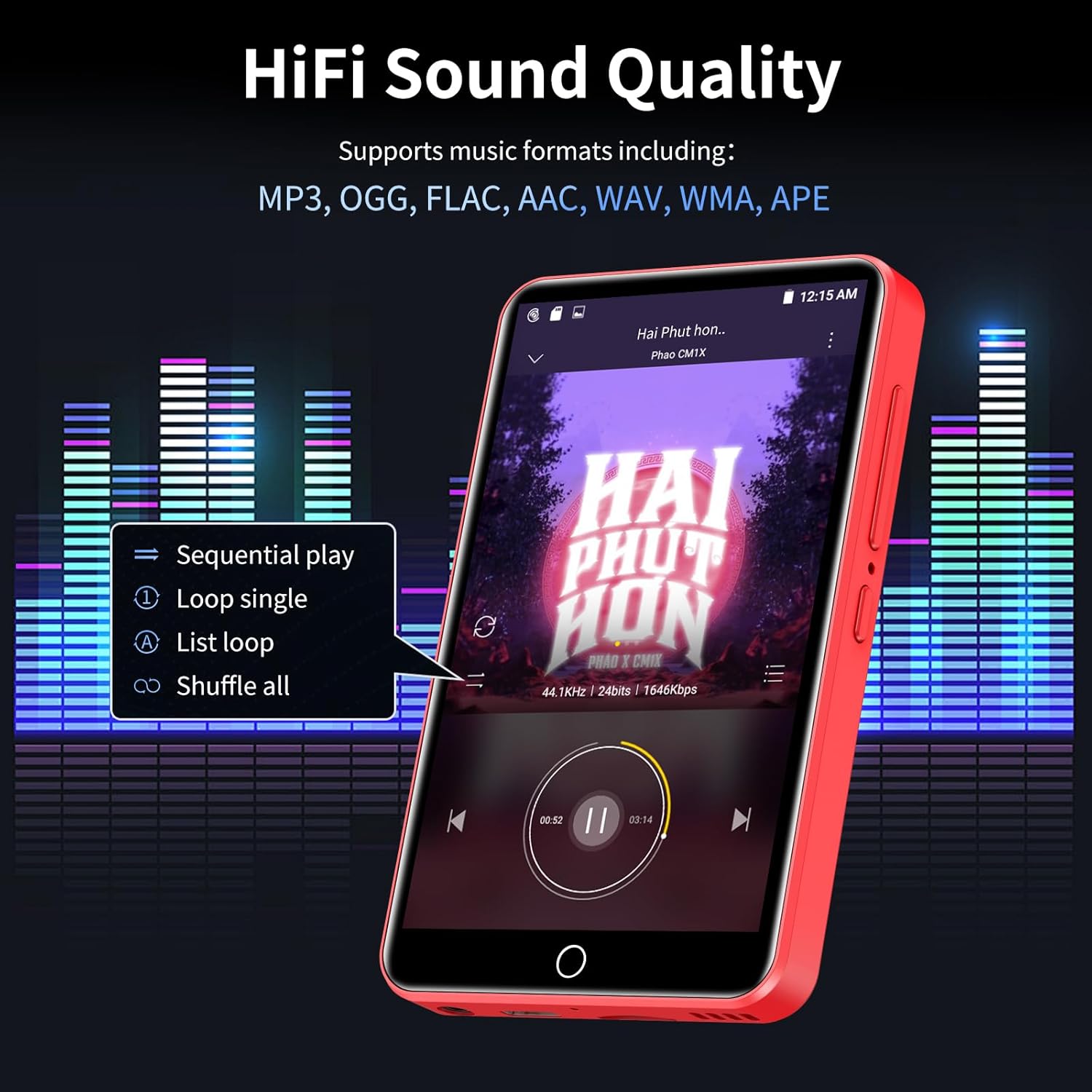 80GB MP3 Player with Bluetooth and WiFi, 4.0" Touchscreen L467337