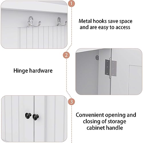 White Hall Tree with Storage Shoe Bench and 4 Hooks Y321784