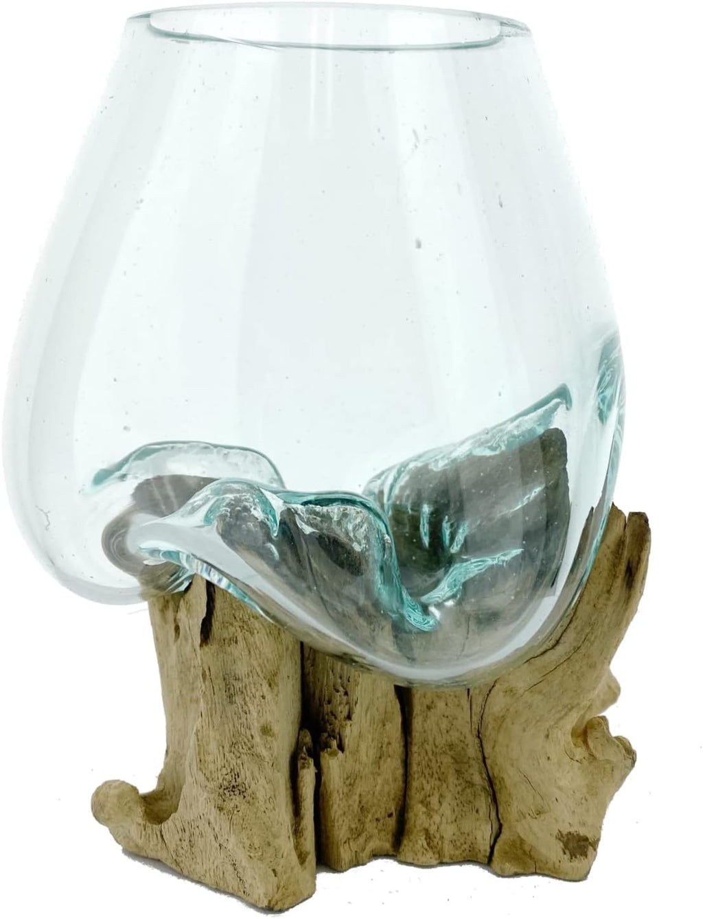 Melted Glass Bowl Hand Blown Sculpture Home Décor 7-8" A42628