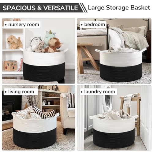 Large Cotton Rope Storage Basket 90L Grey H299