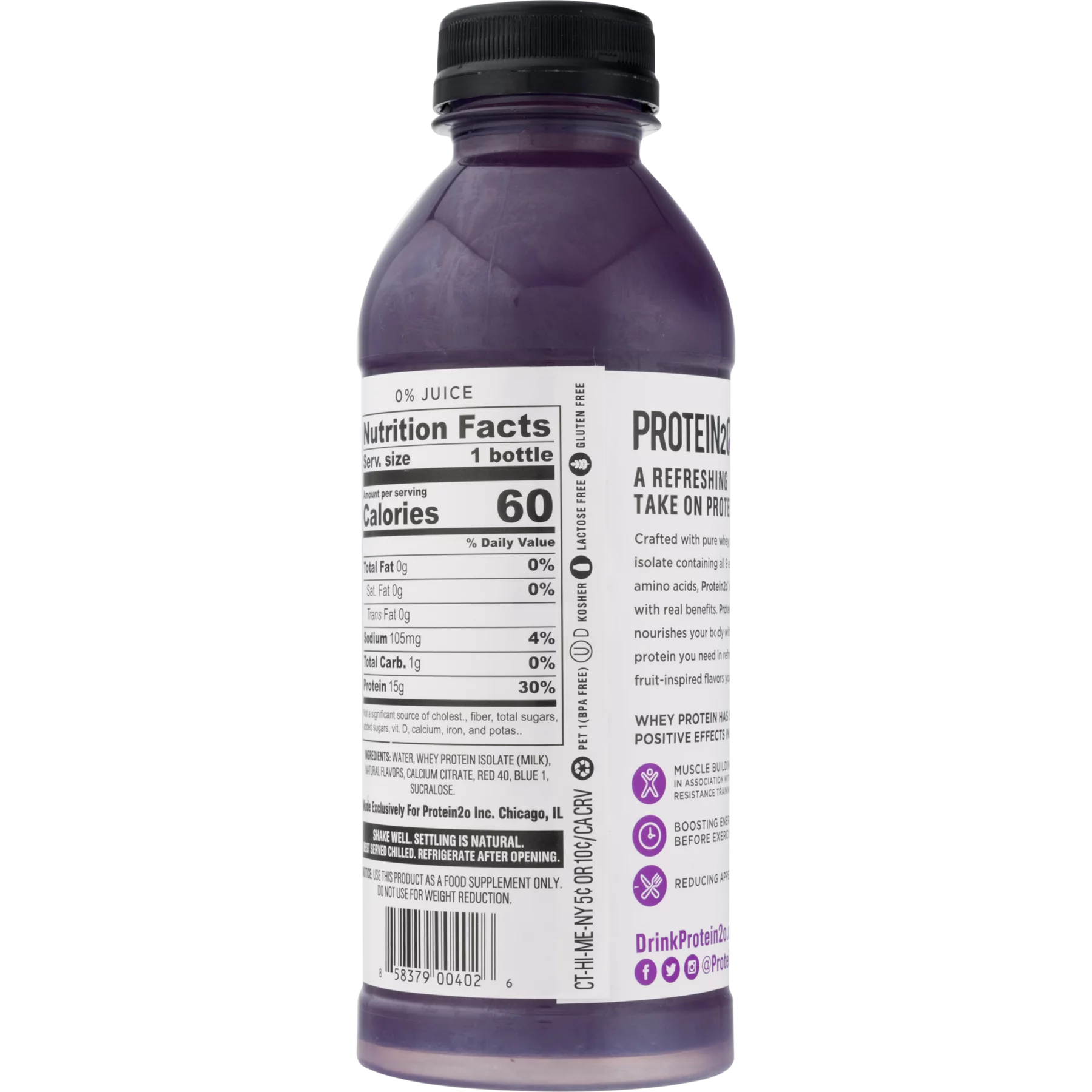 15g Whey Protein Infused Water, Harvest Grape, 16.9 oz Bottle Y6626