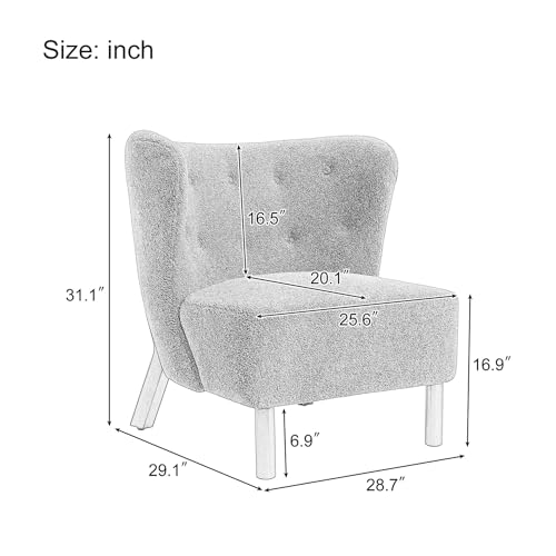 Green Upholstered Sherpa Single Sofa Chair with Wooden Legs L72842