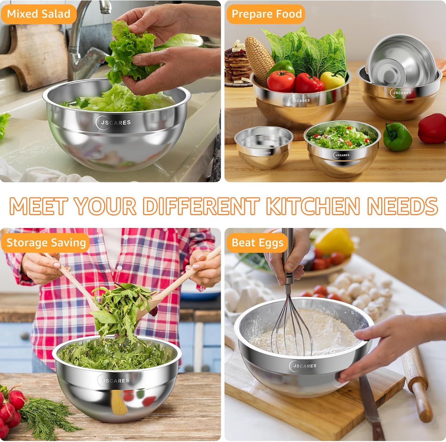 5 Piece Stainless Steel Mixing Bowls with Lids Set B2022