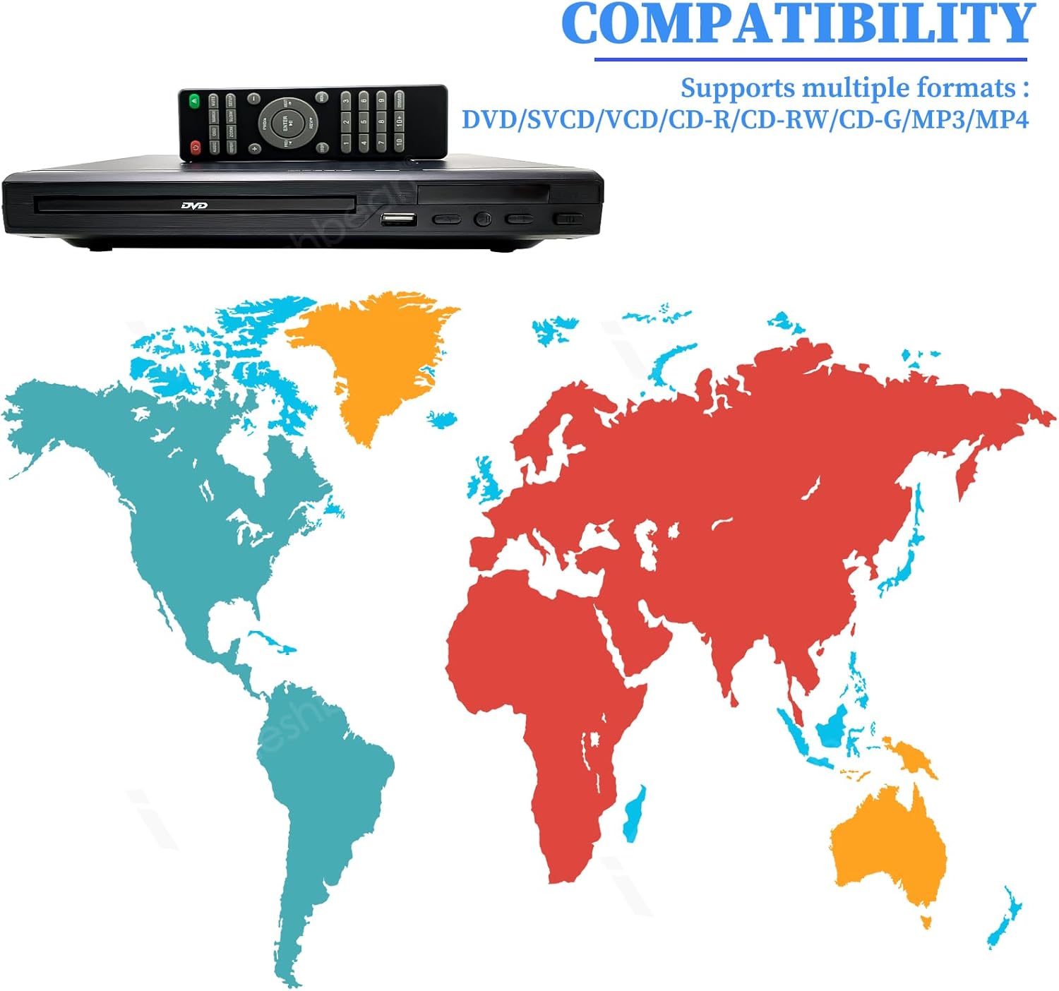 Mini DVD Player with AV Output USB Input Remote Control Q4059