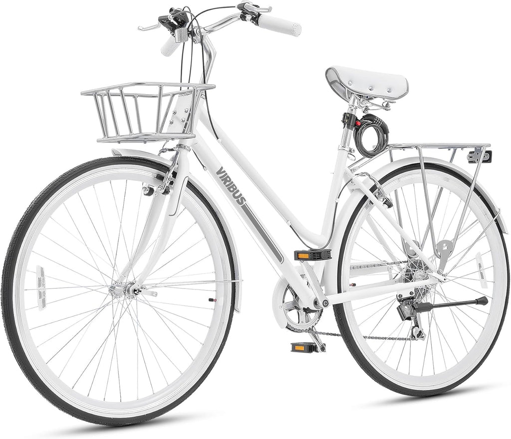 700C 7 Speed Step Through Hybrid Bike with Basket & Rack R336