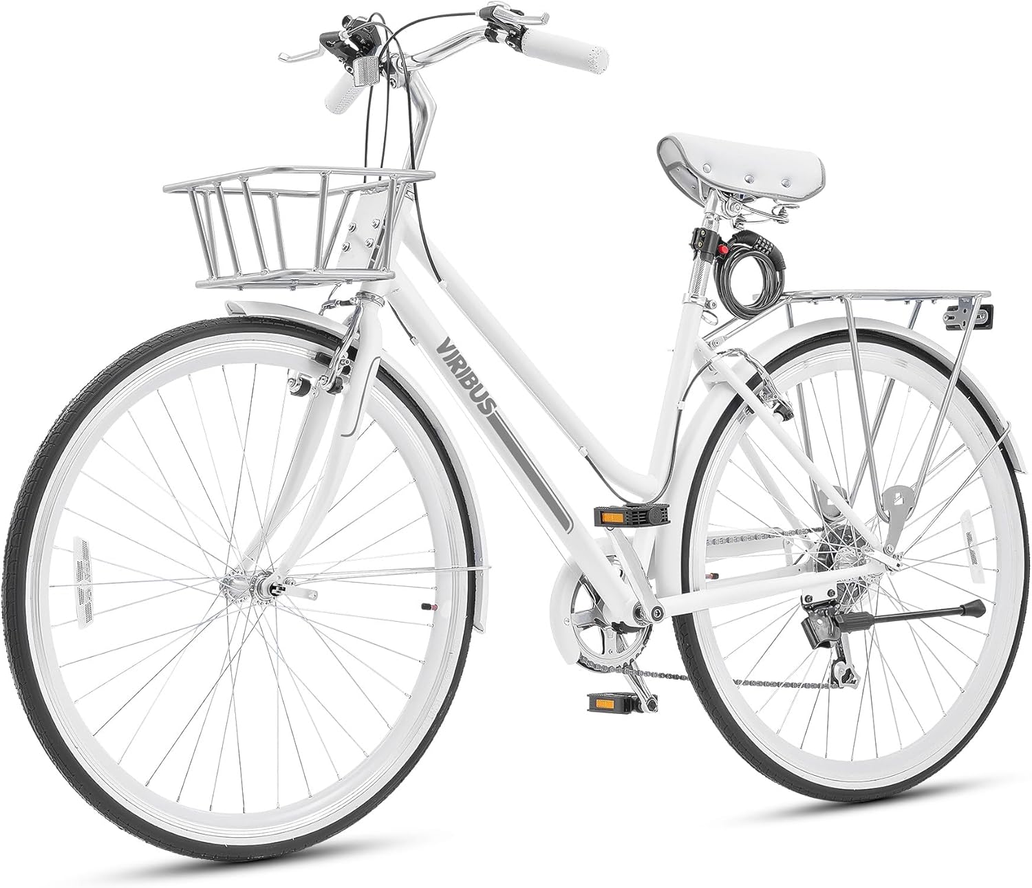 700C 7 Speed Step Through Hybrid Bike with Basket & Rack R336