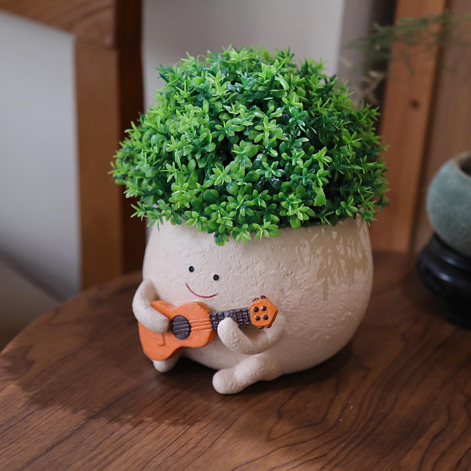 Smiley Guitar Head Succulent Pots with Drainage Hole T643836