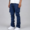 R - Stacked Flare Nylon Cargo -  Navy - 422