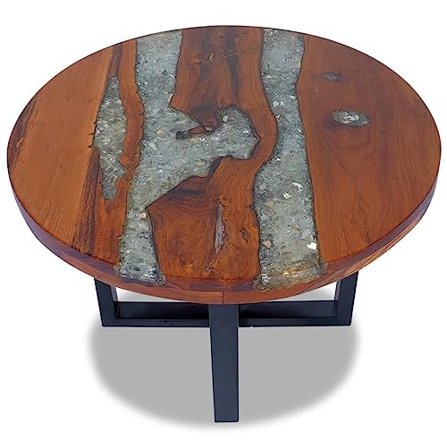 Teak Resin Round Coffee Table 23.6" Z633
