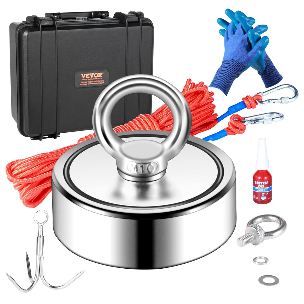 1200 LBS Double Sided Neodymium Magnet Fishing Kit with 65 FT Rope O4083