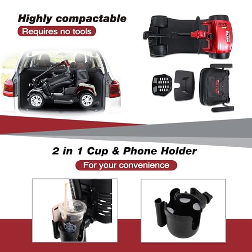 Red Foldable Electric Mobility Scooter with Basket N298844