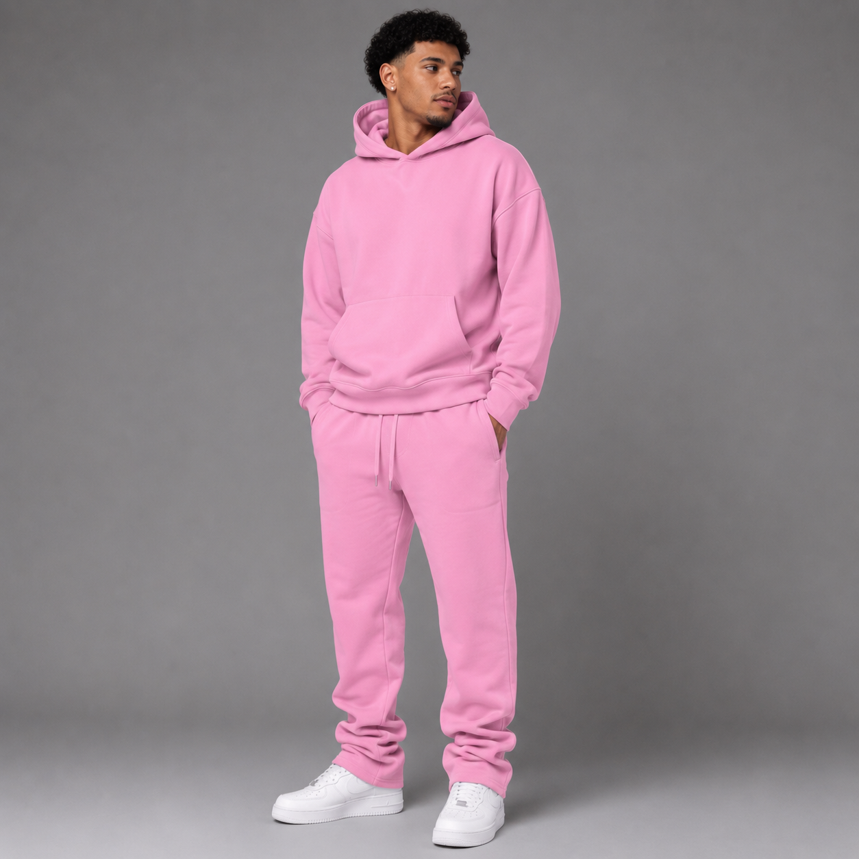 Narr - Stacked Flare Sweat Suit - Pink - 1081