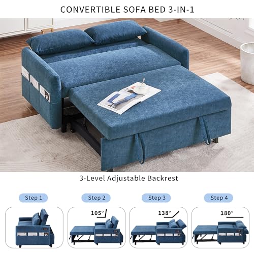 Gray Velvet Convertible Sleeper Sofa Bed R40103