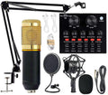 Podcast Equipment Bundle, Condenser Studio Microphone with Sound Card, Pack of 2 Z44523