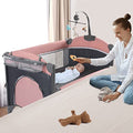 5 in 1 Baby Crib with Bassinet and Changing Table, Portable Travel Baby Playpen (Grey) X659