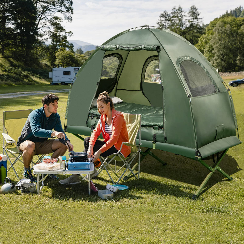 1-Person 5-in-1 Tent Cot with Air Mattress, Sleeping Bag, Carrying Bag W242