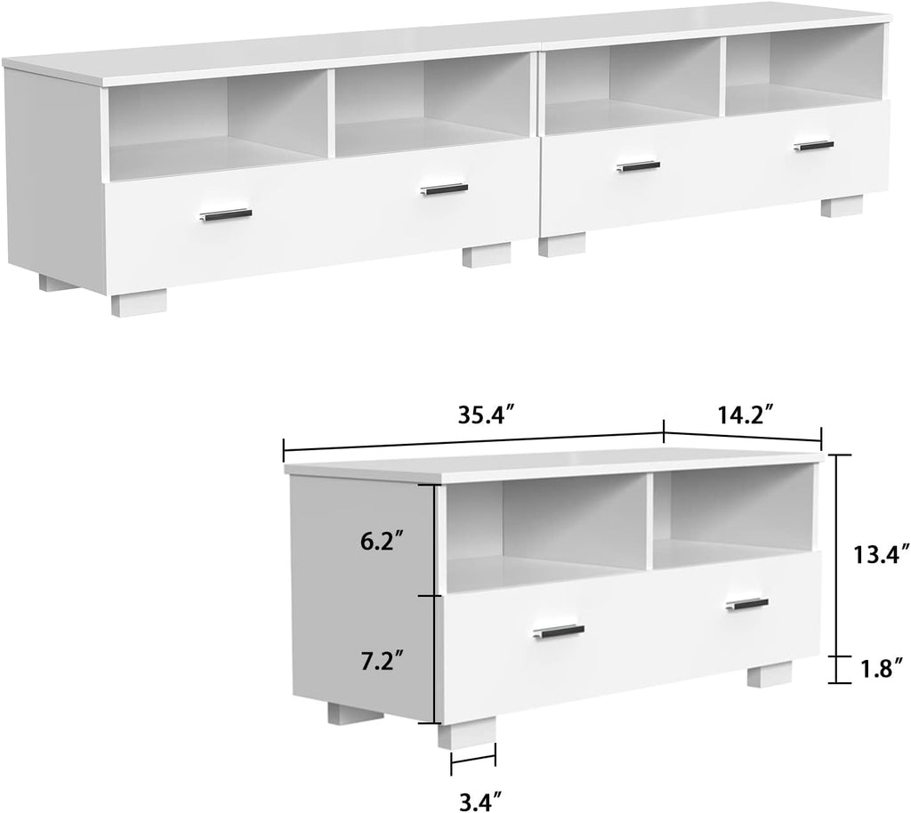 White TV Stand with Storage and Drawers L49688