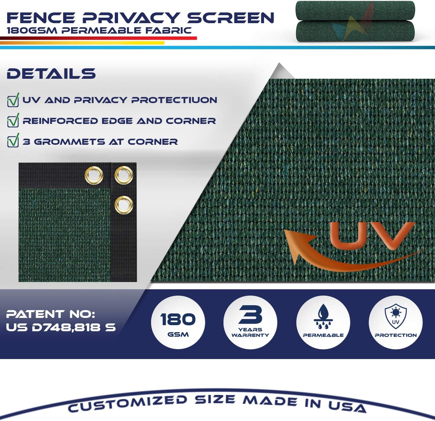 15' x 27' Green Heavy Duty Fence Privacy Screen Mesh Fabric O9679