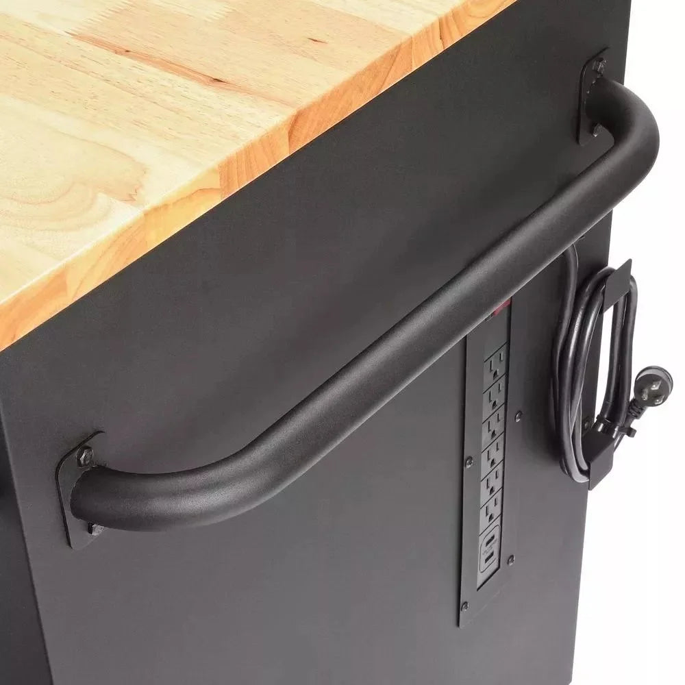 72 IN. W 18-Drawer Deep Tool Chest Mobile Workbench in Matte Black with Adjustable-Height Hardwood Top A214176