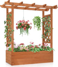 Raised Garden Bed with Trellis Wood Planter Box M2349