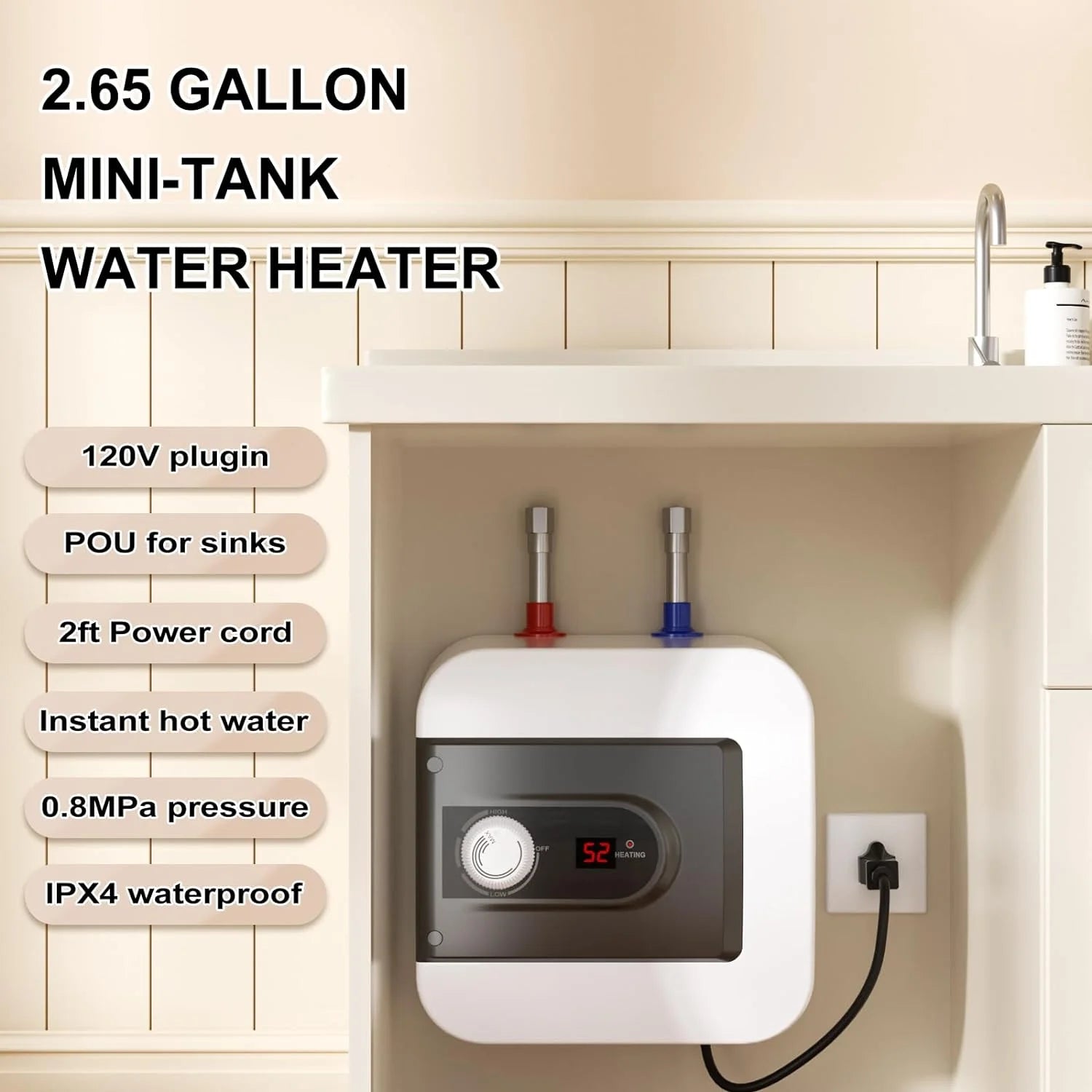 4 Gallon 110V 1.5KW Electric Mini-Tank Water Heater X16846