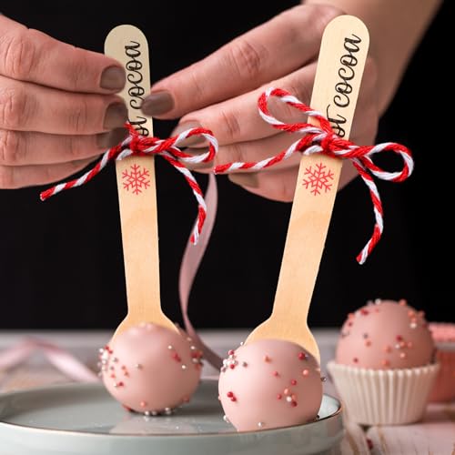 100 Set Christmas Wooden Spoons with Tag Bag Rope R692