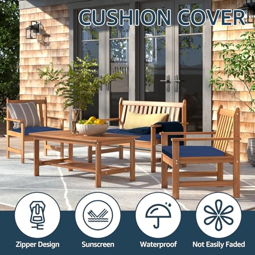 Navy Blue 23.6x23.6x3.9 Patio Cushion Covers Y326