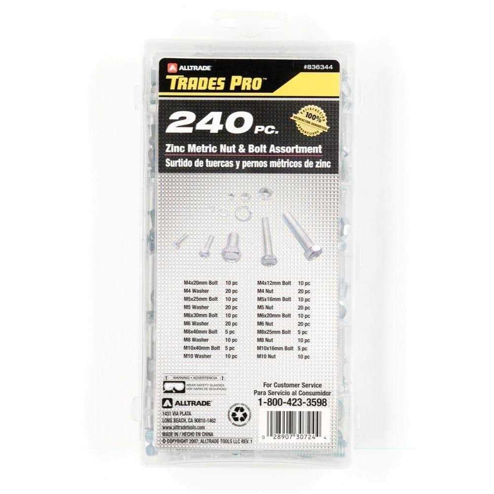 240 Piece Zinc Metric Nut and Bolt Assortment I564