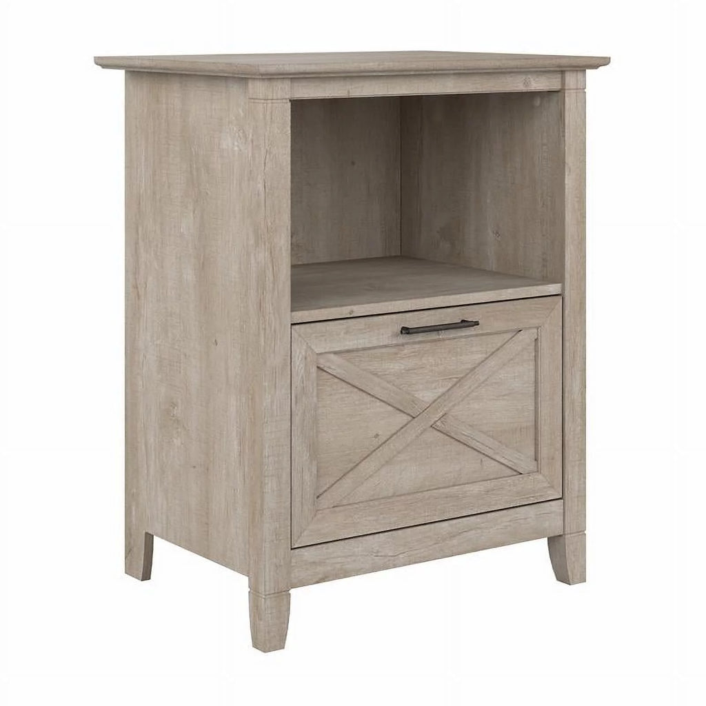 Washed Gray Lateral File Cabinet with Shelf Q9746