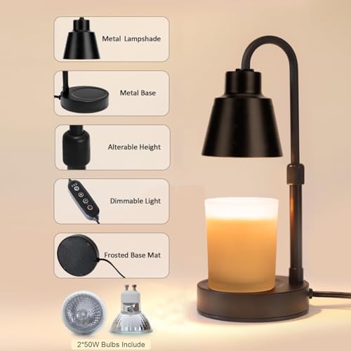 Black Adjustable Metal Candle Warmer Lamp with Timer Dimmer V325