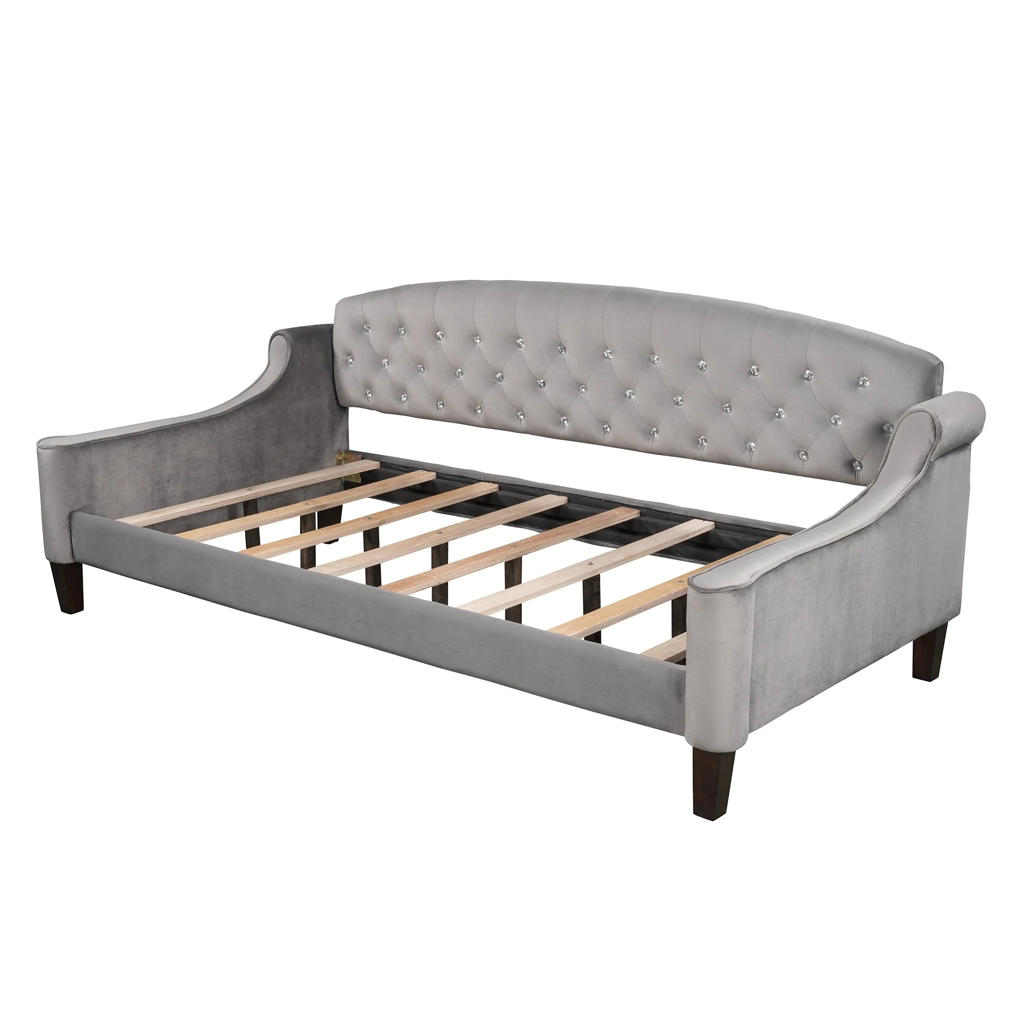 Twin Size Tufted Button Daybed Gray I3615