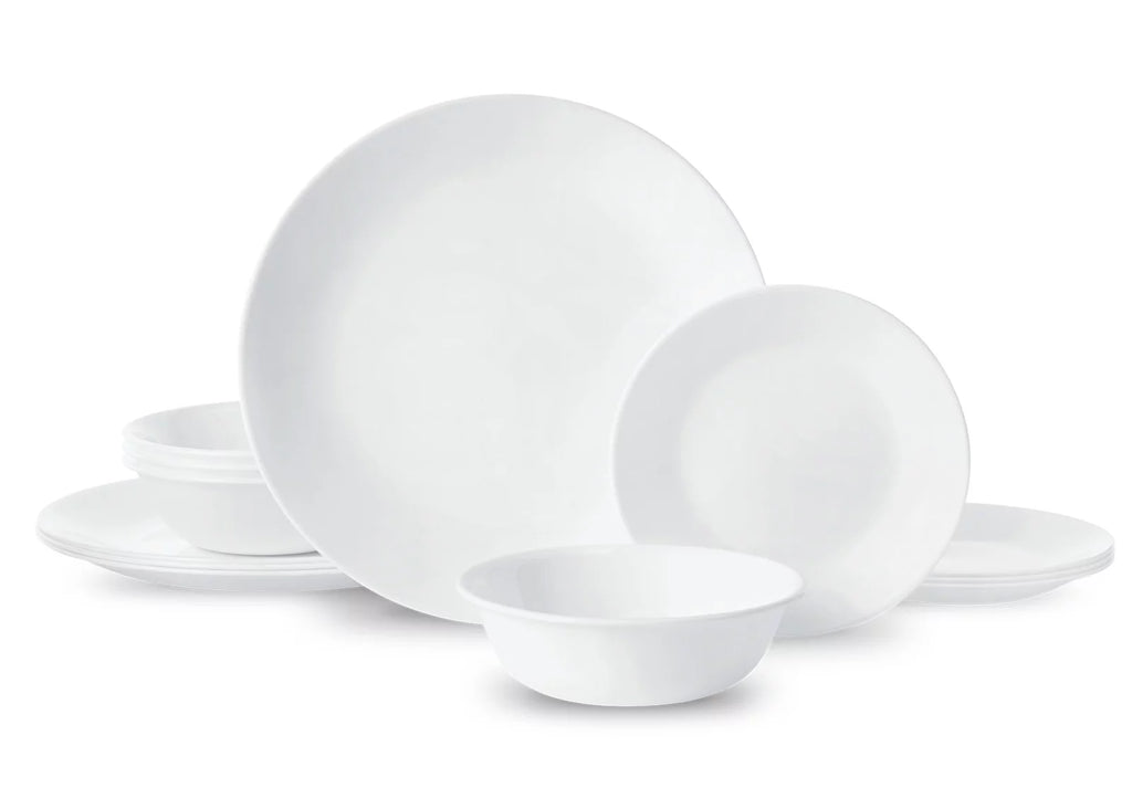 12-Piece White Round Dinnerware Set D680