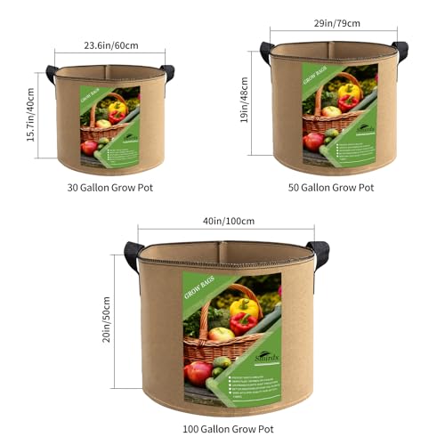 6 Pcs 5 Gallon Heavy Duty Nonwoven Fabric Grow Bags with Handles T52977