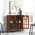 Wood Sideboard Cabinet with Glass Double Doors and Adjustable Shelves N674